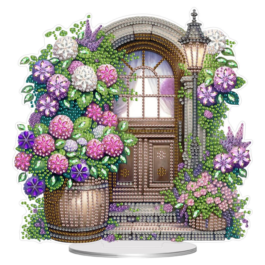 2D Flat Animal Flowers DIY Acrylic Diamond Painting Tabletop Ornaments Kit Special Shaped for Adults Home Office Table Decor