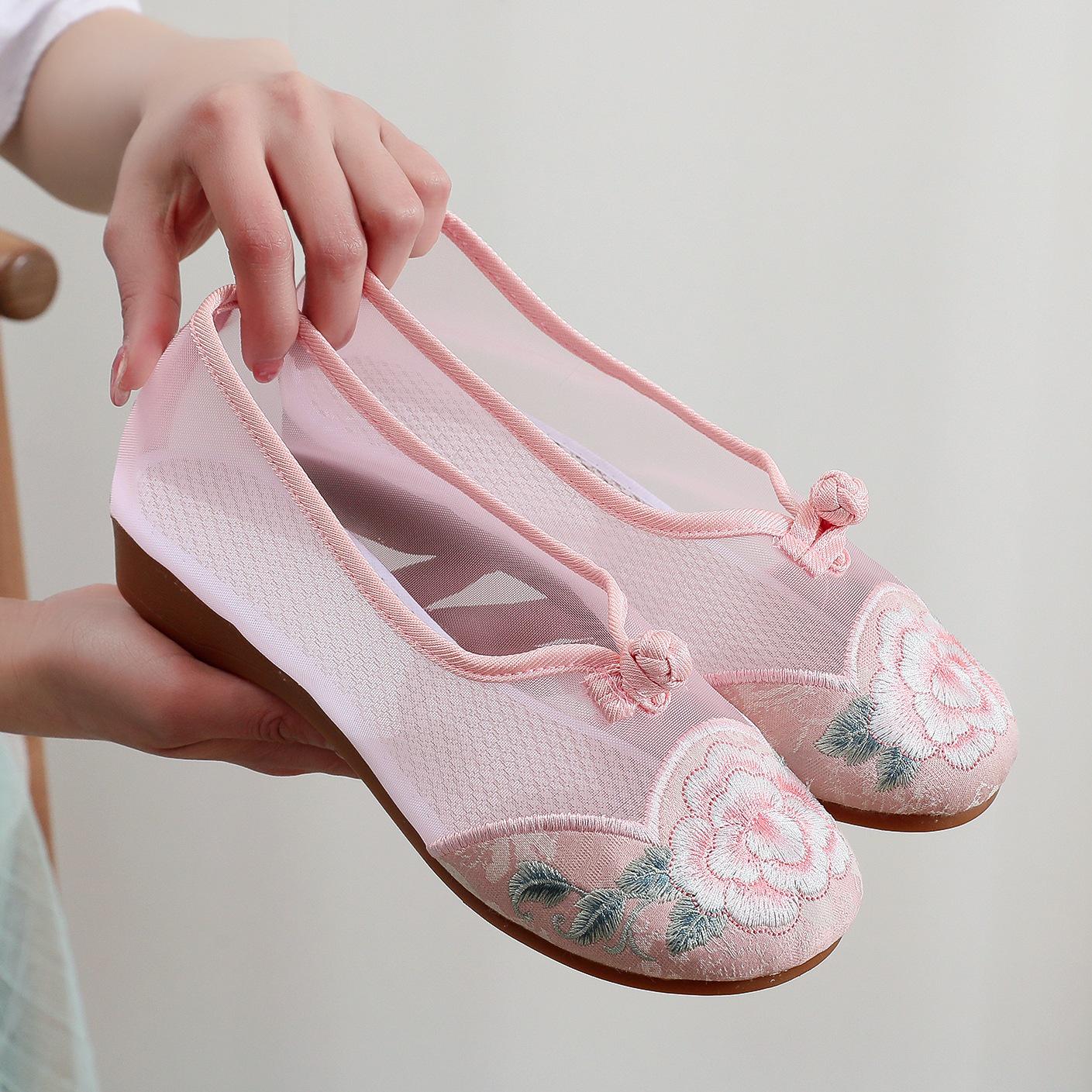 

Сетчатые пионы 2024 летние дышащие туфли Ханфу с этнической вышивкой 37