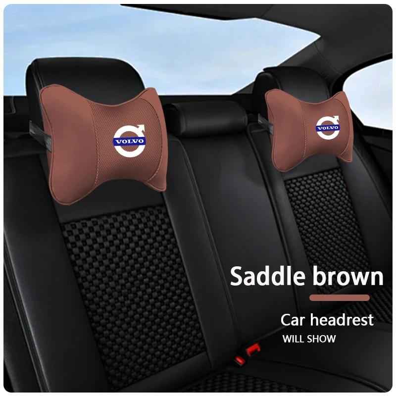Leather Car Seat Headrest Memory Foam Comfort Neck Pillow Auto Interiors For Volvo Rdesign XC60 XC40 V60 V40 EX30 XC90 S60 V50