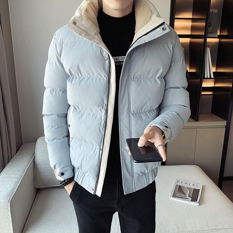 

2025 Новая мужская зимняя короткая хлопковая одежда с хлопковой подкладкой, Утепленный воротник-свитер для тепла и стройности, Мужская зимняя куртка с хлопковой подкладкой XL