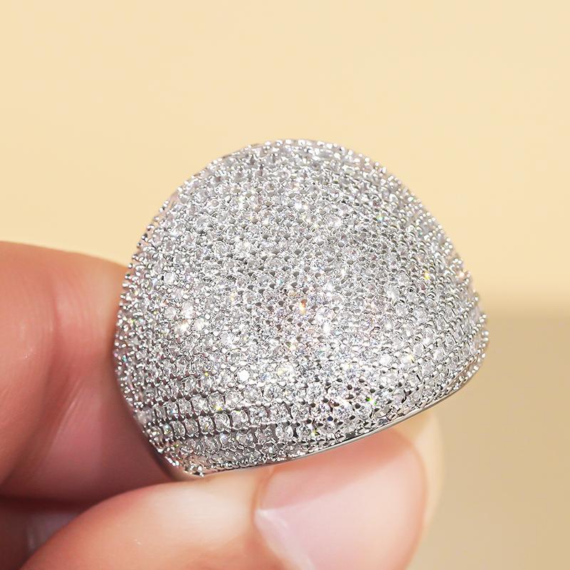 

Huitan Полностью Инкрустированные Ледяные Свадебные Кольца для Женщин Сверкающие Цирконами Роскошные Серебристый Цвет/Золотой Цвет Помол Свадебная Вечеринка Модные Украшения 6