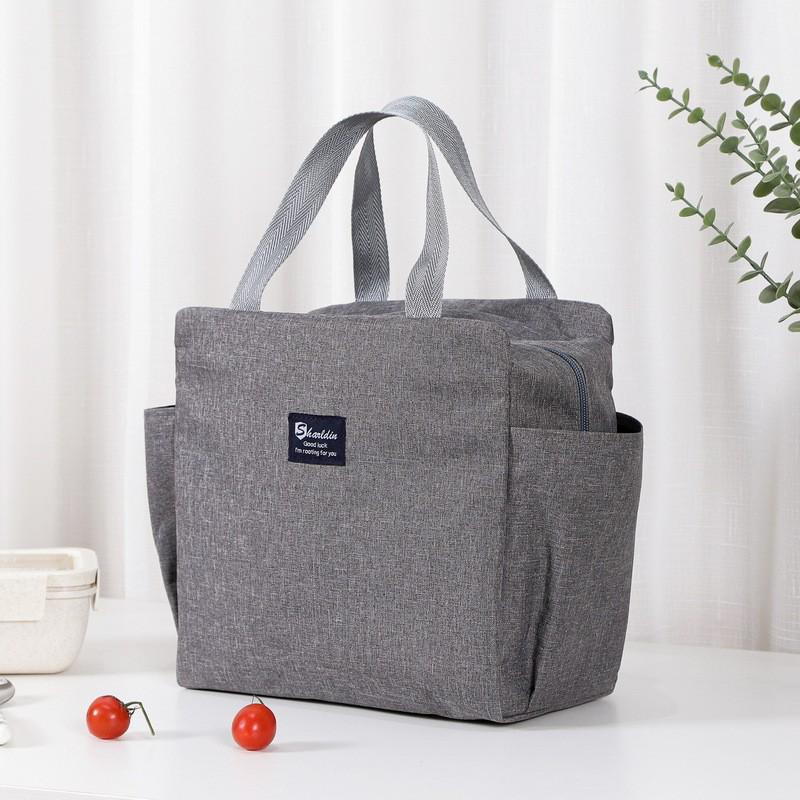 Popular Dual-Pocket Insulated Lunch Bag with Aluminum Foil: Handheld Bento and Picnic Bag with Ice Pack.