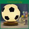 Led Soccer Ball Night Light Wood Base Lamp For Bedroom Use Gift Decorations