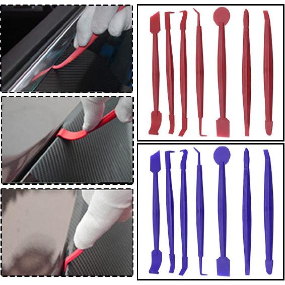 Car Wrapping Vinyl Tool Kit, Set of 7 Window Film Tint Miniature Squeegee, Auto Wrap Edge Trimming Stick, Curves Slot Corner Installing Tool for