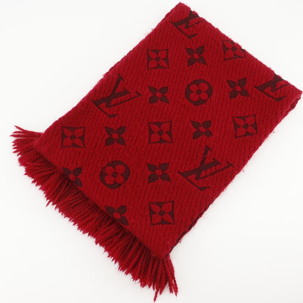 LOUIS VUITTON Escalp Logo Mania Scarf 402336 Monogram Red wool/silk Women Used