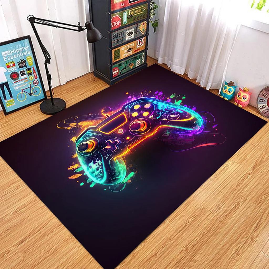 Gamepad Pattern Carpet for Living Room Bathroom Decoration Non-Slip Game Controller Large Area Rug Bedroom Play Room Floor Mat