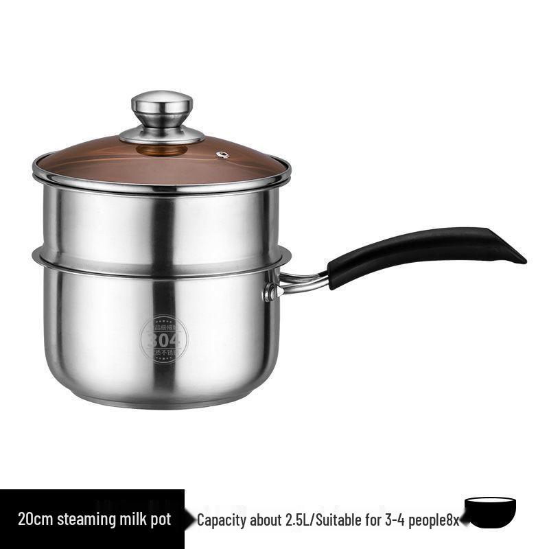 304 Stainless Steel Multi-Purpose Cookware: Soup, Milk, Baby Food, Porridge, and Hot Pot for Gas and Induction Stoves.