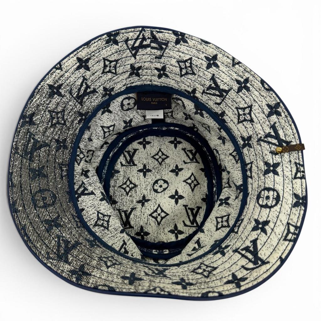 Excellent LOUIS VUITTON hat Monogram Bob Denim Hat Indigo blue Women S M77433 Used