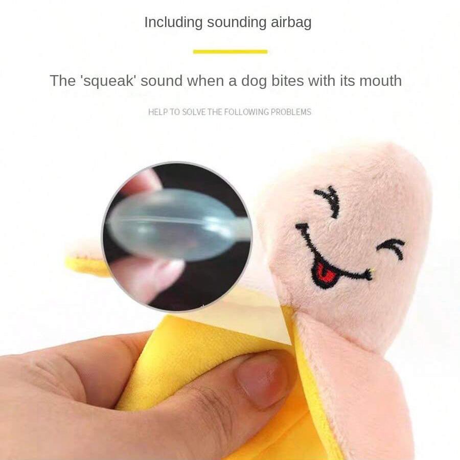 A Yellow Imitation Fruit Banana Plush Sound Toy Designed for Cats and Dogs Suitable Designed for Indoor and Outdoor Play Chewing Toys and Supplies