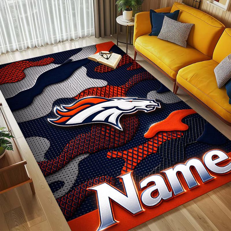 Custom Denver Broncos Camo Area Rug Living Room Nonslip Soft Carpet For Bedroom Game Playroom Sofa Office Home Decor Doormat Christmas Gift C10340