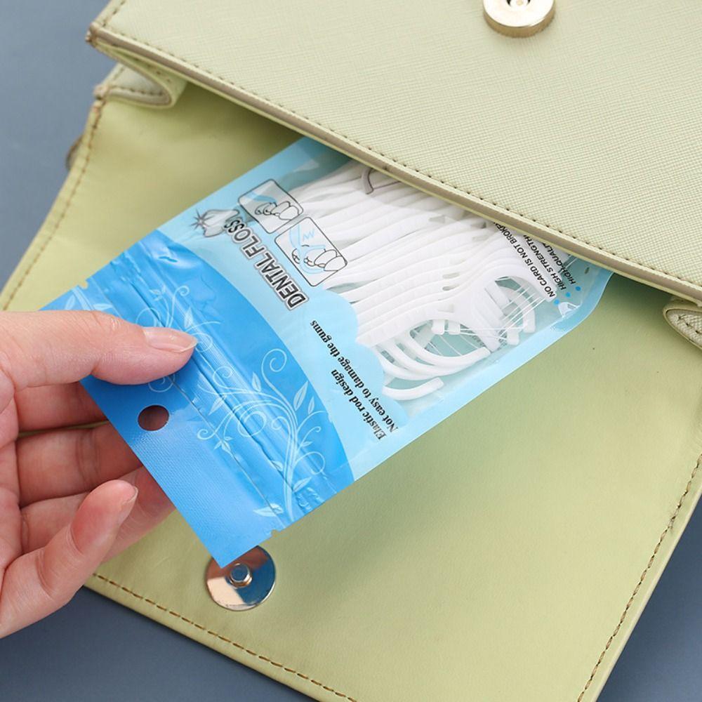 50/100 Pcs/Bag Flat Dental Floss Stick Disposable Interdental Brush Portable Dental Floss  Outdoors