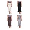 Women Skirt, High Waist Large Hem Midi Skirt, Irregular Split Slimming Skirt for Work Leisure Daily Wear Beach Travel Parties