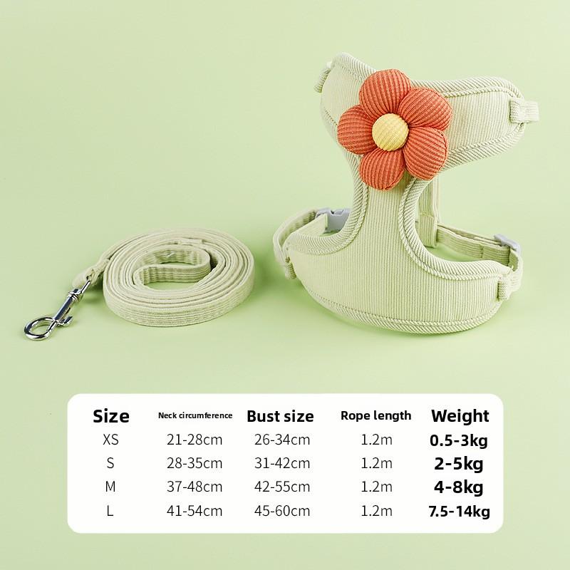 

Новый кошачий поводок с цветком, жилет для собаки, нагрудный ремень и плечевой ремень, товары для питомцев L
