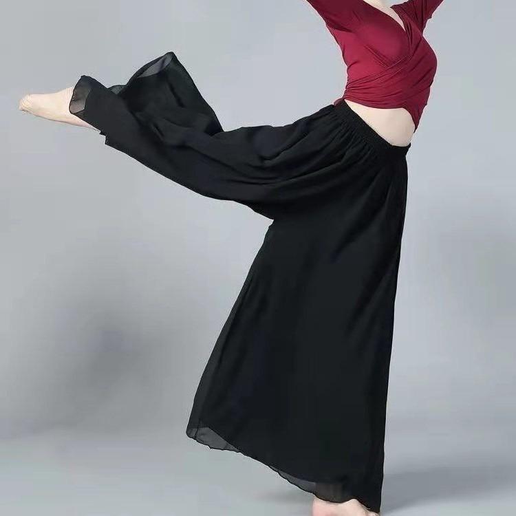 

Classica Dancer Trousers Summer Chiffon Wide Leg Pants Dance Practice Clothes Loose Dancing Pants for Women Yoga Pants S чёрный