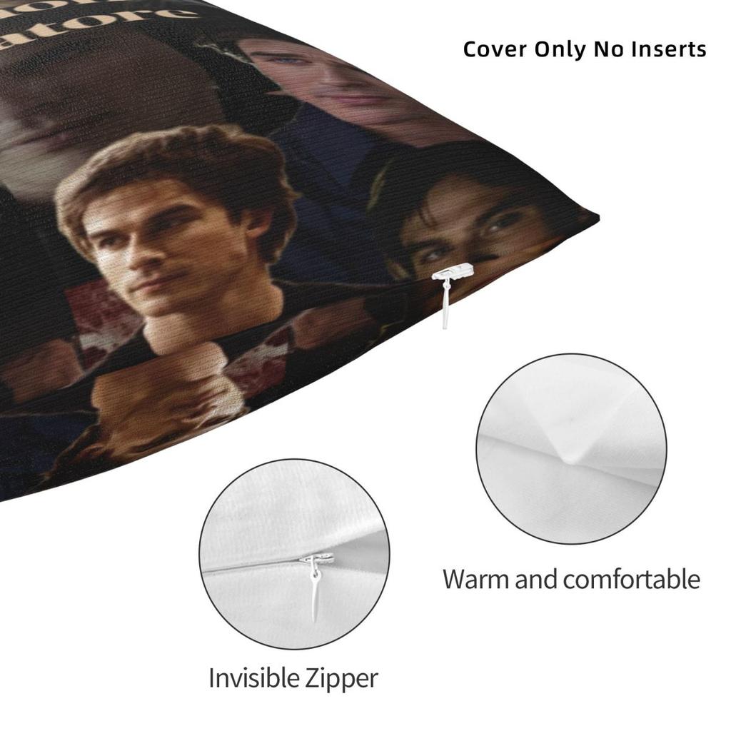 Warm Home Damon Salvatoredecoration Pillowcase Merch Pillow Cover Zipper Multiple Sizes