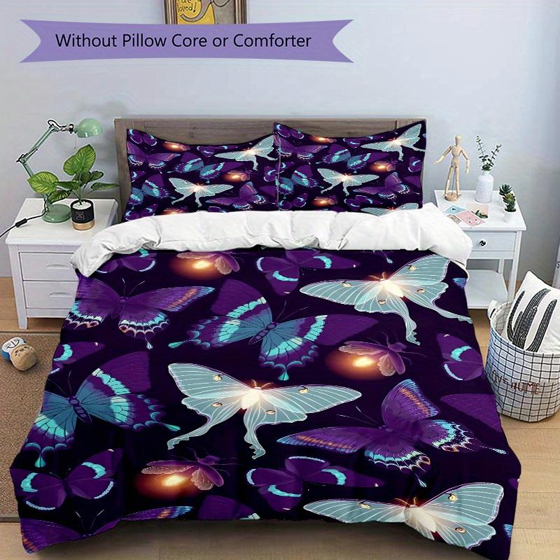 3pcs Butterfly Print Bedding Set, Suitable for Bedroom Decoration, (Includes 1 Duvet Cover And 2 Pillowcases, Quilt Not Included) Yy250822110