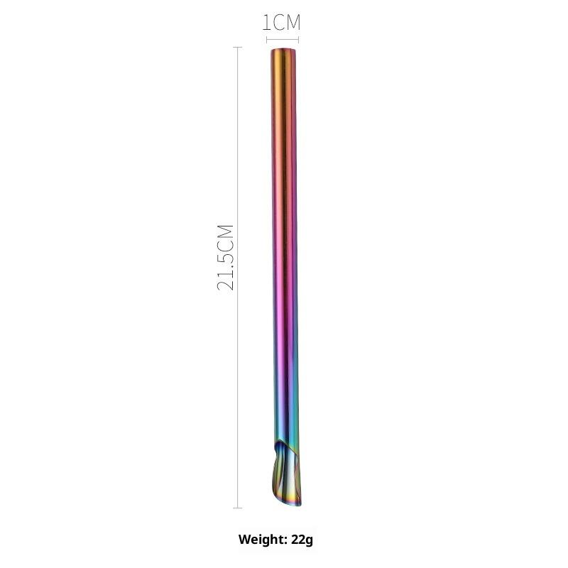 Reusable 304 Stainless Steel Straw Pearl Milkshake Bubble Tea Straw Stirring Smoothie Spoon Shaped Straw