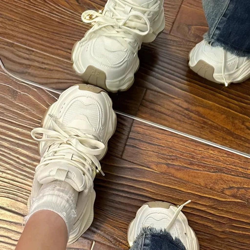 Platform dad shoes women's  new spring and autumn mesh breathable versatile little white shoes ins trendy casual sports shoes