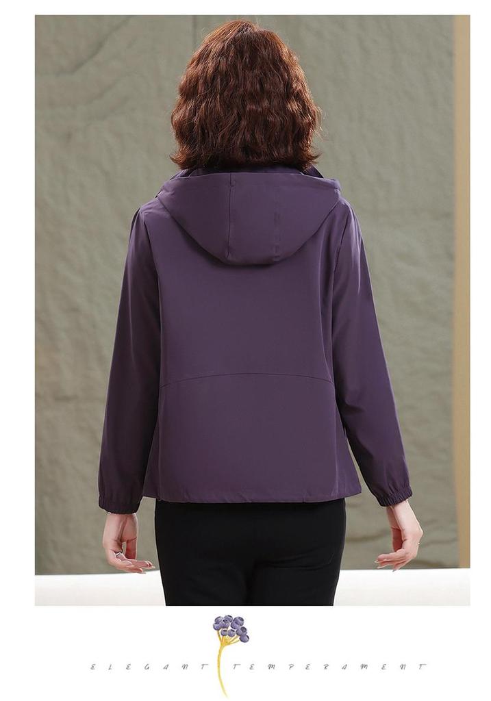 2026 Spring/Autumn Hooded Jacket for Middle-Aged & Elderly Women – Stylish Loose Fit