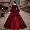 Medieval Gothic Maxi Dress for Women Renaissance Lace Square Neck Flare Sleeve Cosplay Gown