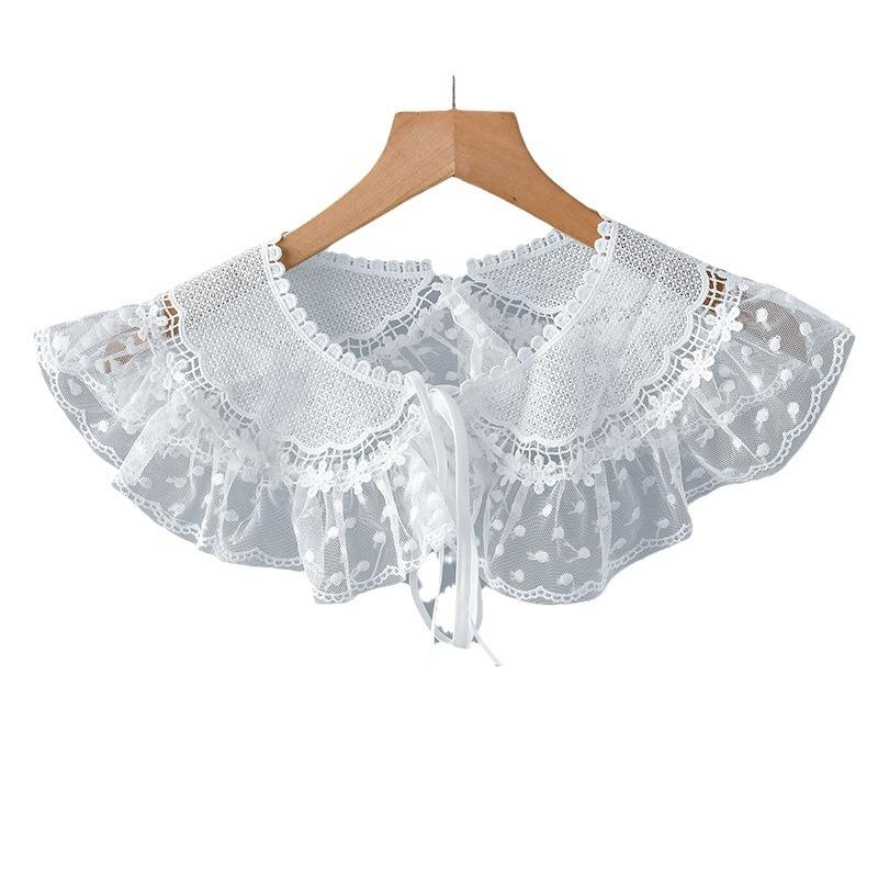 Perfect Match Lace Mesh Fake Collar For Womens Shoulder Wraps Neckwear Tie Sweater Blouse Decoration Elegant Half Shirt Detachable Collar