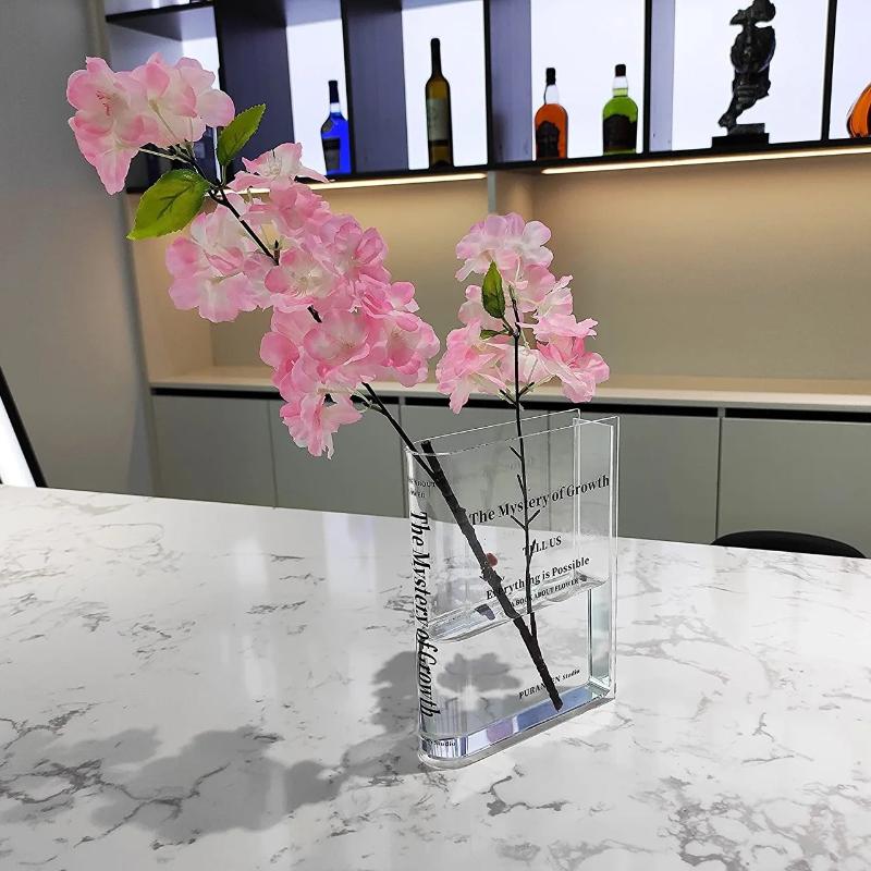 Modern Creative Flower Vase Hydroponic Container Clear Acrylic Decorative Flower Arrangement Bottle Desktop Vase Home Ornament