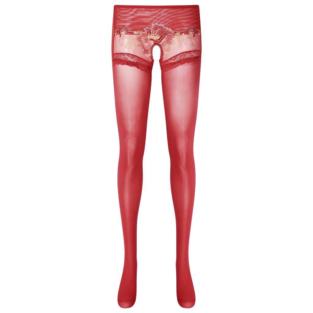 Γυναικείο κολάν με δαντέλα και φλοράλ σχέδιο χωρίς καβάλο, με διάφανο σχέδιο, μέσης μέσης, νυχτικό για νεόνυμφους