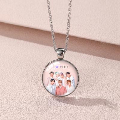 Kulatý náhrdelník BTS, přívěsek Bangtan Boys s fotografií člena, Kpop Idol sběratelský předmět pro fanoušky ARMY