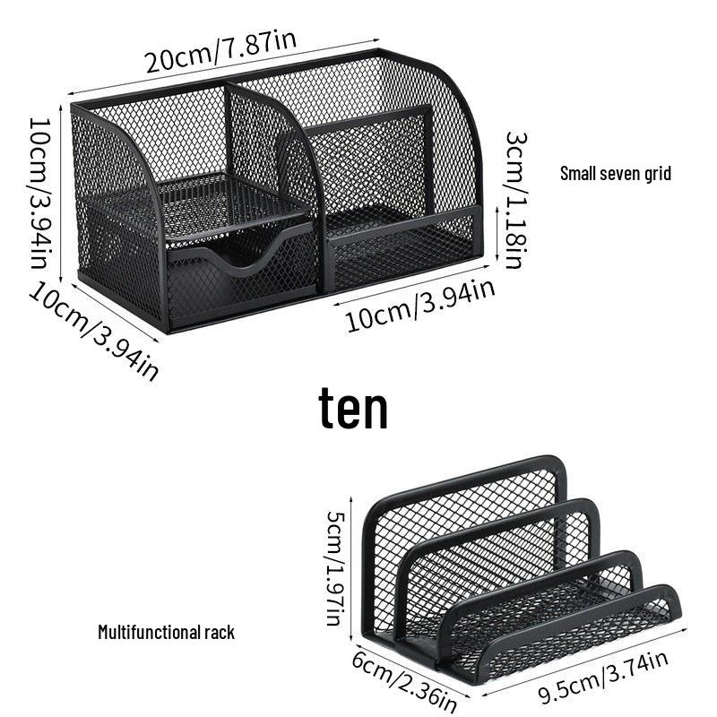 Little Seven Desktop Pen Holder - Office Stationery Organizer with Multiple Compartments