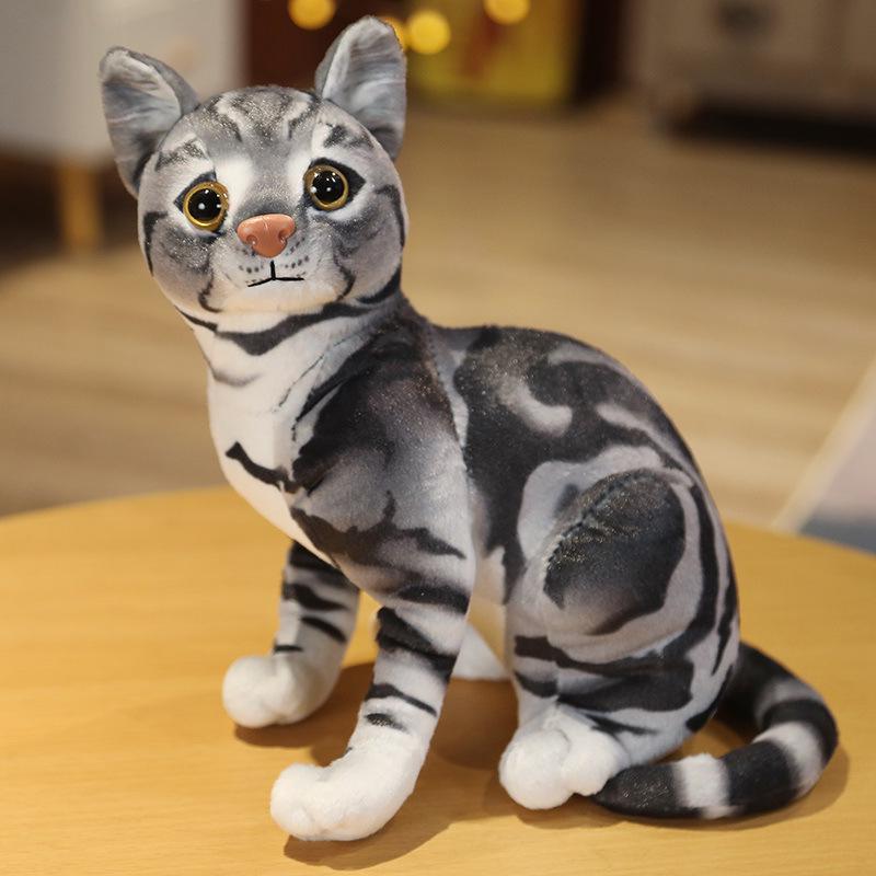 3D Cat Plush Toy Throw Pillow - Cute Stereo Cat Doll for Kids' Birthday Gift
