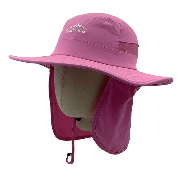 Factory Price Polyester Wide Brim Custom Bucket Hat Quick Dry Mesh Breathable Fishing Hat with Neck Cover Outdoor Jungle Hat