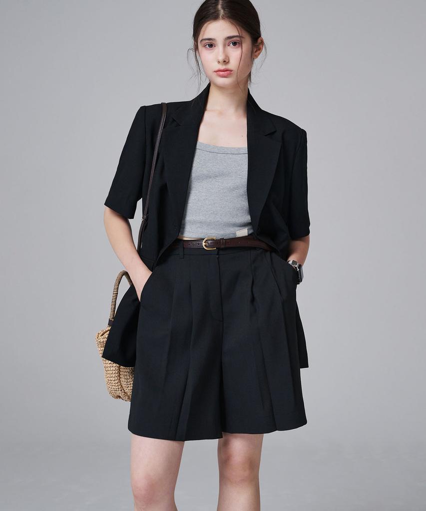 Marop 2208 Lightweight Double-Pleat Half Pants (Black)