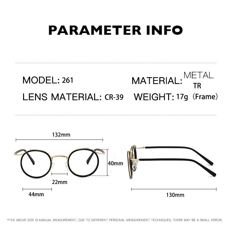 New Fashion Luxury Round Alloy Frame Myopia Glasses Anti Blue Light Men Near Sight Eyeglass Prescription