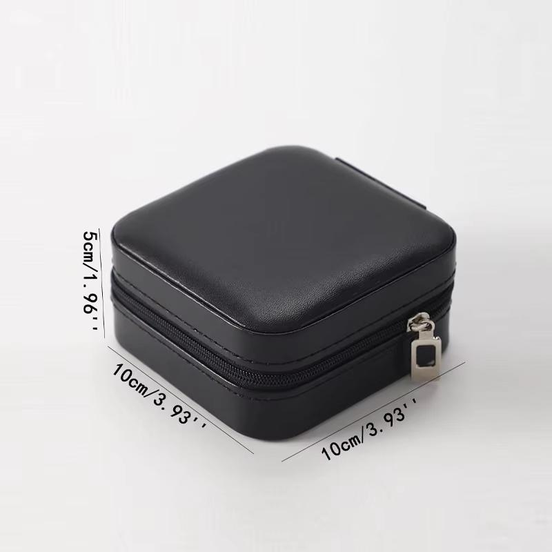 Portable Mini Jewelry Storage Box Travel Organizer Jewelry Box Leather Storage Earrings Necklaces Rings Travel Storage чёрный