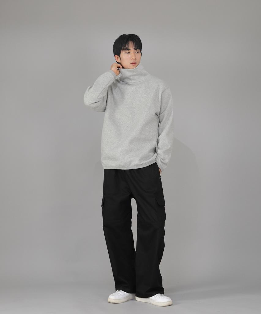 Seinteukeulu Warm-Up Loose Fit Brushed Turtleneck Plain Sweatshirt Wlp-839 Gray