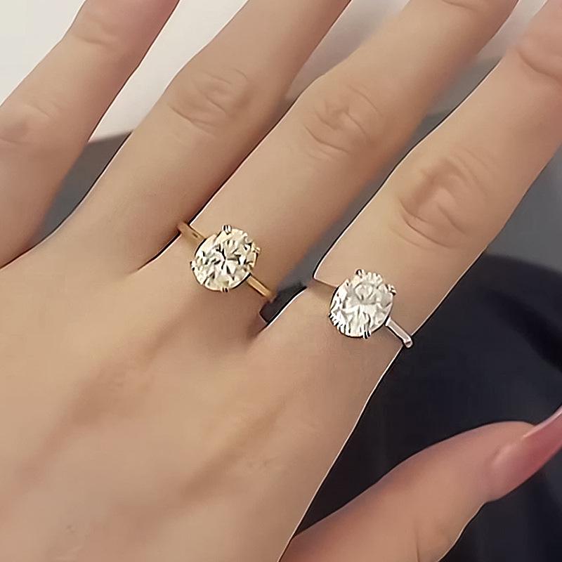 Hui Zhi Yi Jewelry New European & American S925 Silver 4 Carat Pigeon Egg 8x10mm Ring