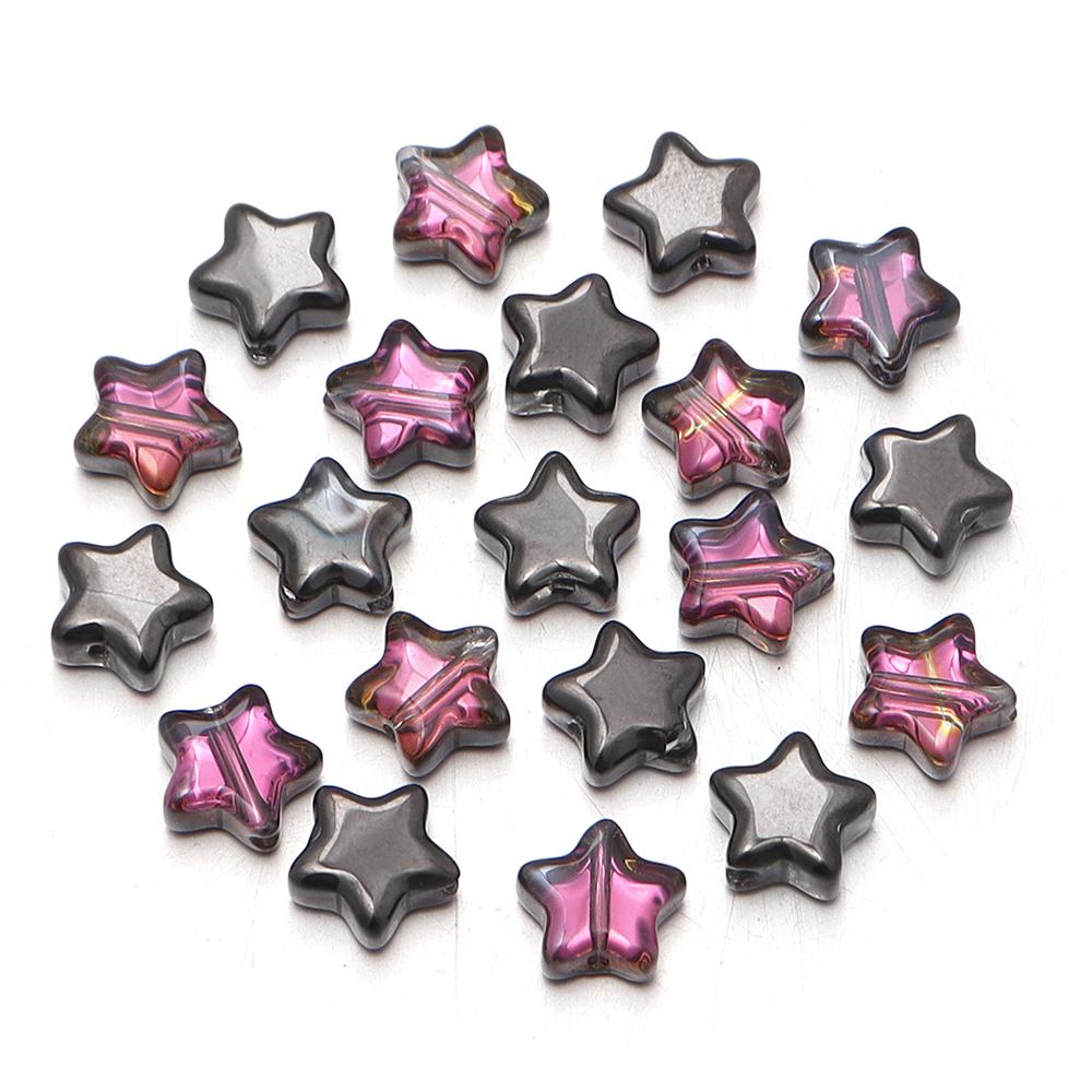 30pcs/lot 8mm Colored Electroplated Star Beads Loose Spacer Pentagram Glass Beads For DIY Bracelet Earrings Jewelry Accessories