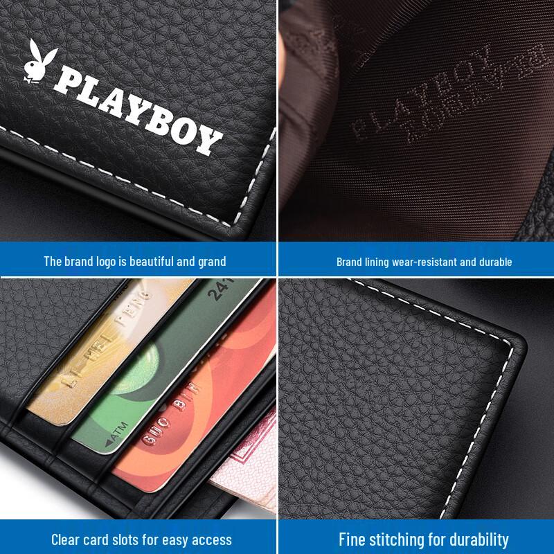 PLAYBOY Men's Short Bifold Genuine Leather Wallet
