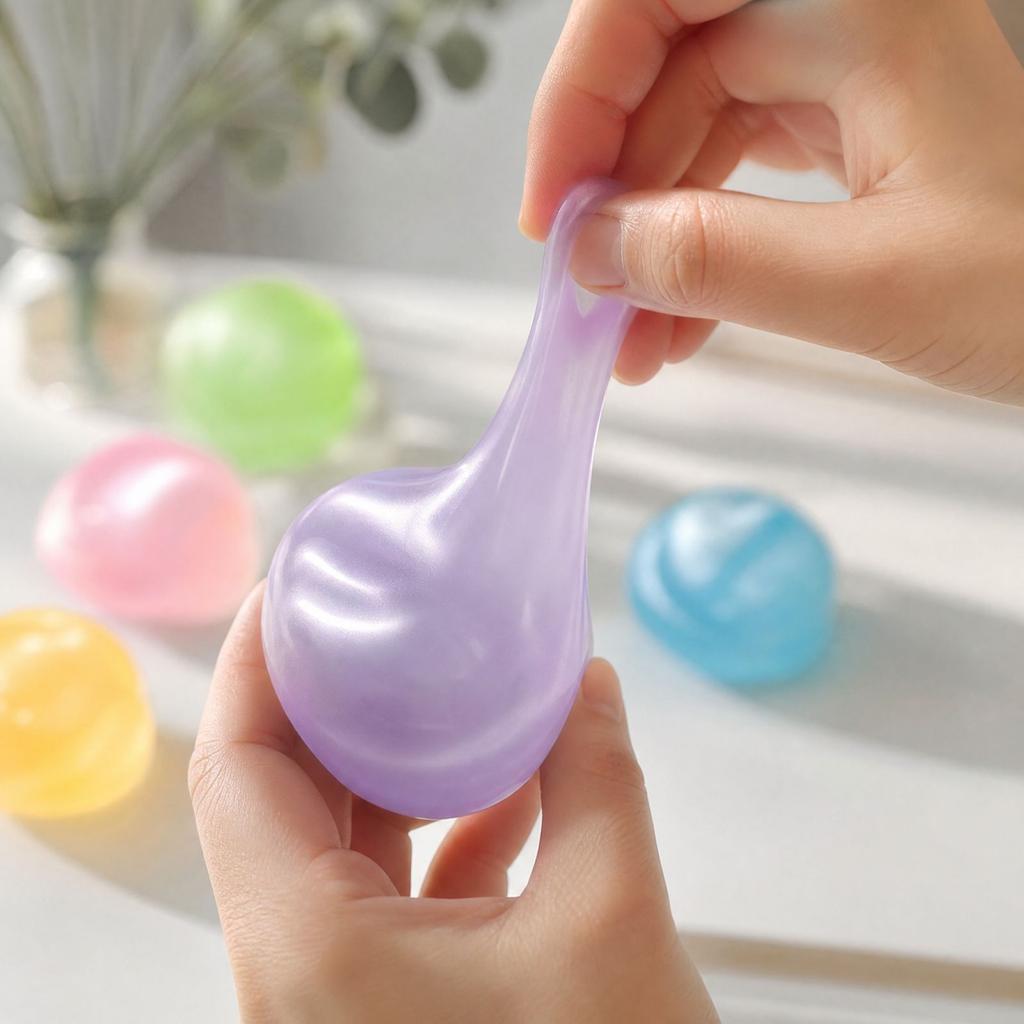 Pearlescent Toy Balls, Colorful Toys In Blue Yellow Green and Purple