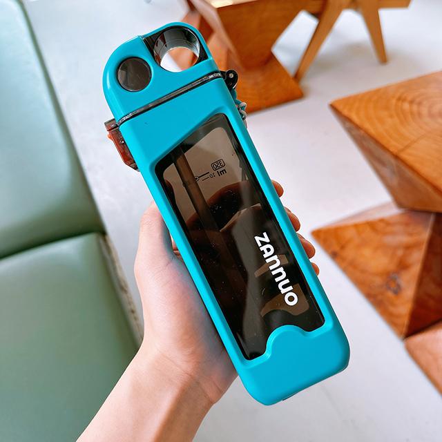 

350 мл двухслойная квадратная пластиковая бутылка для воды с соломой, не содержащая BPA, портативная, устойчивая к высоким температурам чашка для воды, защита от падения, новинка 301-400ml