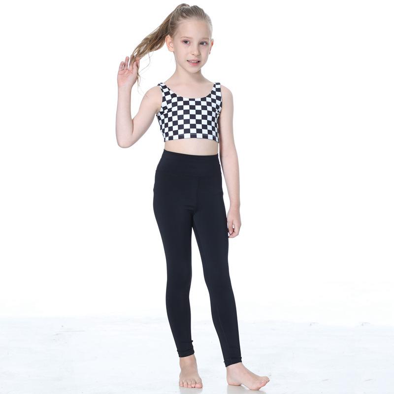 

Популярный детский клетчатый костюм для йоги: Быстросохнущий, Эластичный крой для активных девочек 160