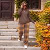 Women's Casual Loose Fit Color Round Neck Sweatshirt and Pants Set, 2 Piece Matching Outfit for Everyday Wear