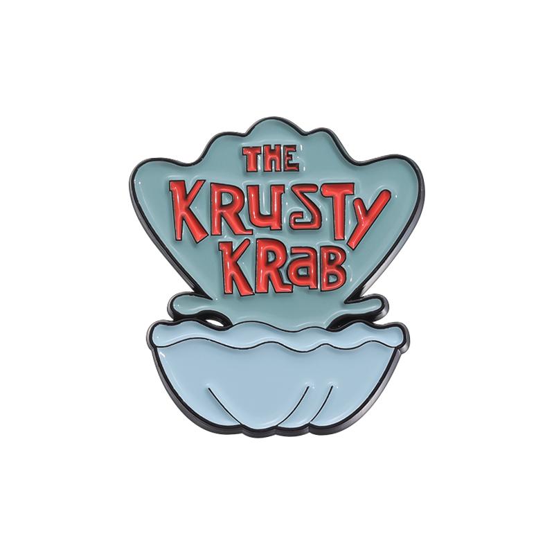 Cartoon CHUM BUCKET Enamel Pins Custom Marine Life Shells Brooches Lapel Badges Funny Jewelry Gift for Kids Friends