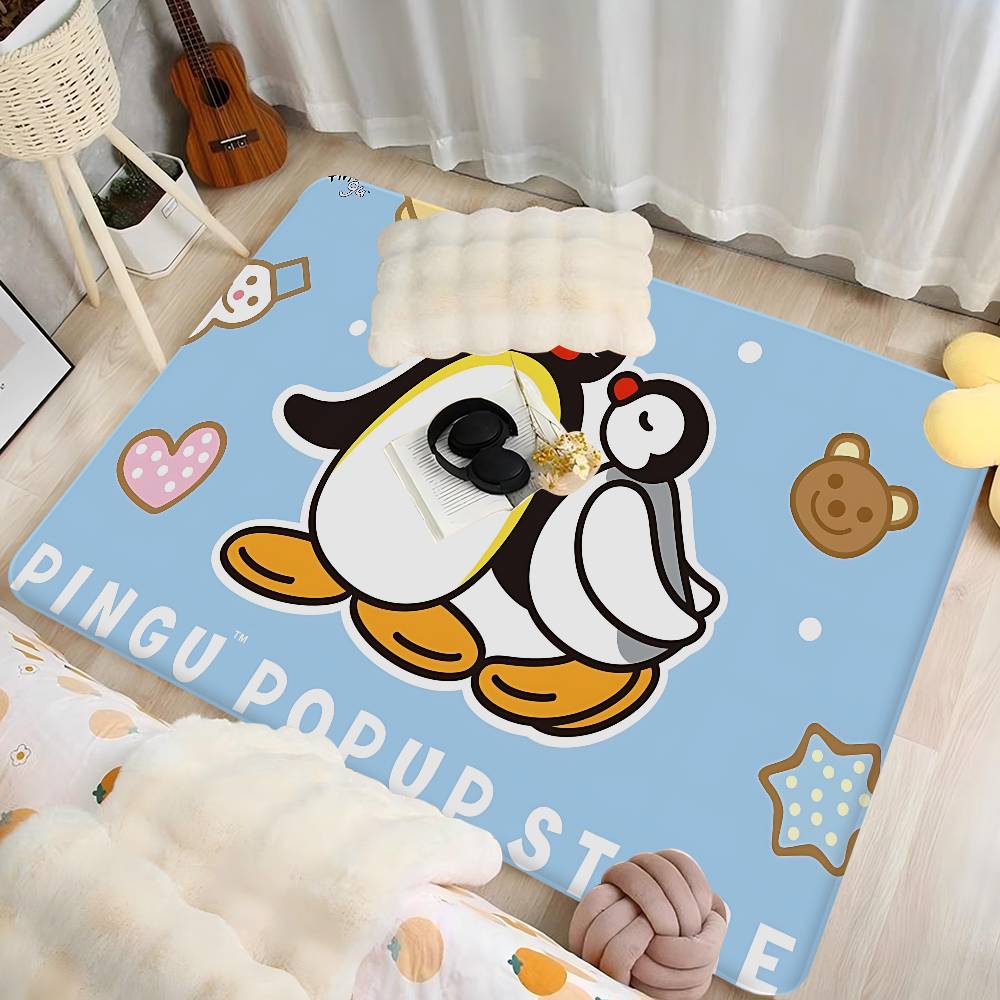 Funny P-Pingu Cute Cartoon Hallway Carpet Washable Non-Slip Living Room Sofa Chairs Area Mat Kitchen Doormat Area Rug