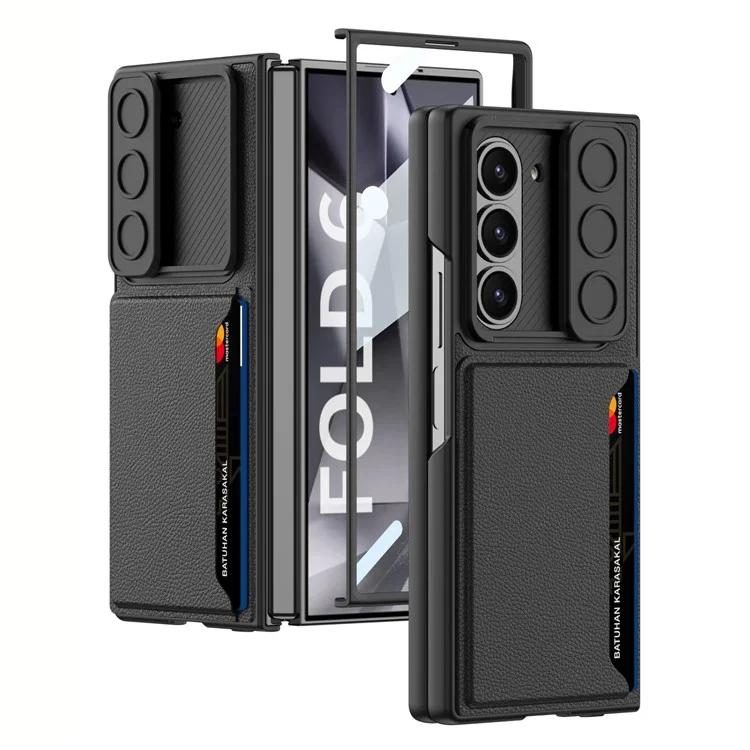 

Чехол GKK для Samsung Galaxy Z Fold6 5G, держатель для карт, чехол для телефона с пленкой из закаленного стекла