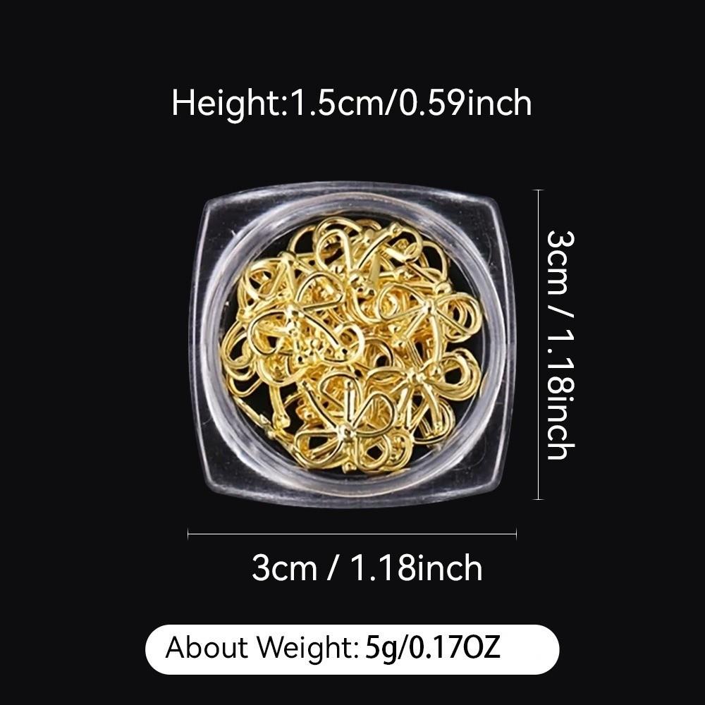 Gold Silver Metal Willow Bows Nail Decoration 3D Alloy Material Nail Glitter 3D Design Hollow Bowknot Nail Art Rhinestones