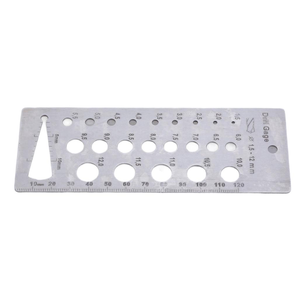 Drill Gauges 1.5-12mm Stainless Metric Bit Gauge for Accurate Measurement Equivalent Bolts And Wire Diameter Index Gauge