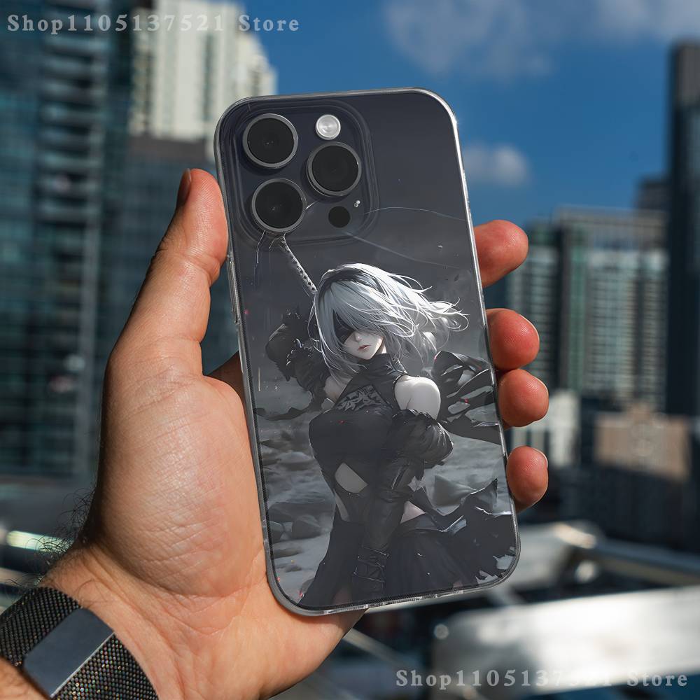 Y-YoRHa No 2 Type B Phone Case For iPhone 16,15,17,12,13,14,11 Max,Pro,Plus,X,XS,XR,SE4,E Mini Transparent Cover