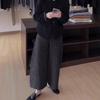 Korean Retro Plaid Wool Wide-Leg Pants - High-Waisted, Slimming, Cropped for Autumn/Winter 2024