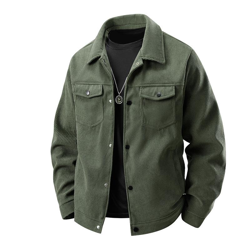 Spring and Autumn Corduroy Men's Turn-Down Collar Trendy Jacket Casual Loose Trendy Youth Windproof Jacket